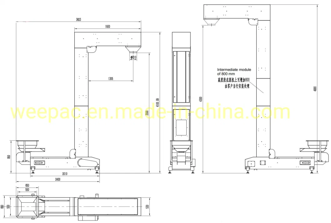 Stainless Steel Z-Type Belt Conveyor Inclined Conveyor Chain Drive Bucket Elevator